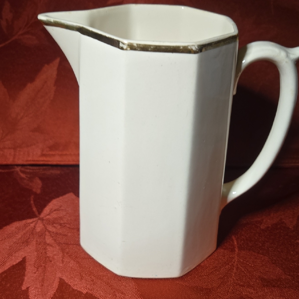 Homer Laughlin White Ceramic Pitcher/ Creamer 1930's